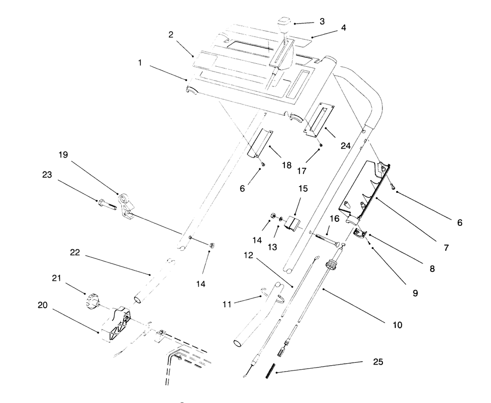 S. P. Handle Assembly Diagram and Parts List for 20923B 69000001 - 69999999 Toro Lawn Mower