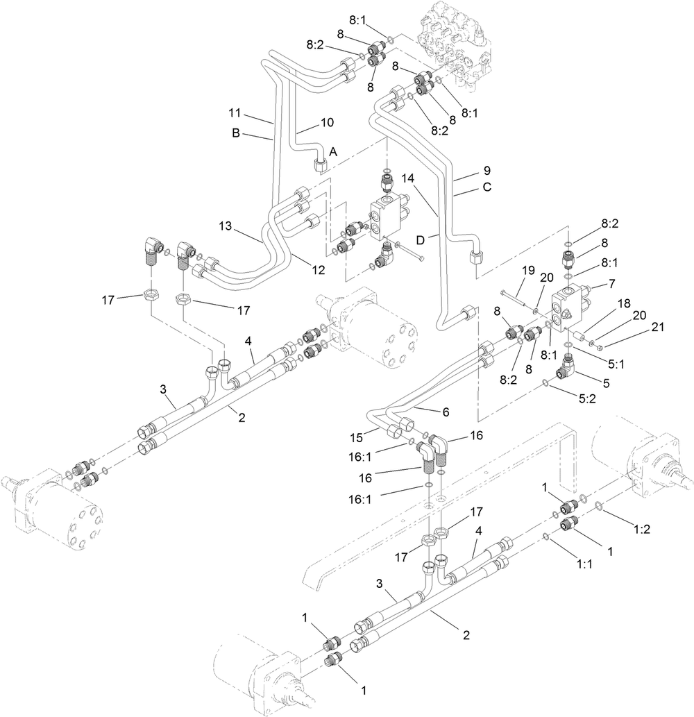 Hydraulic Motor Assembly Diagram and Parts List for 22337CP 410400000 - 999999999 Toro Lawn Tractor Accessories