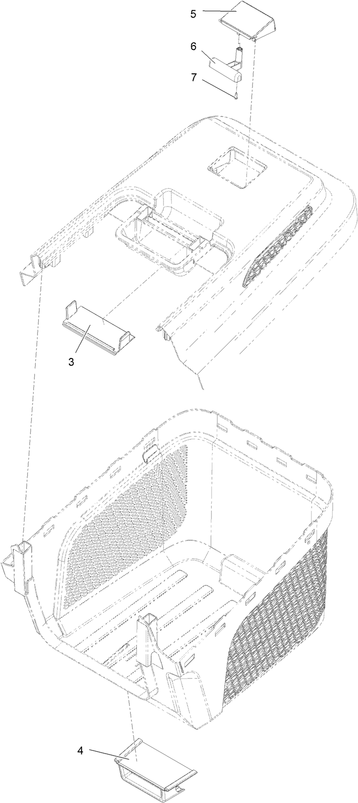 Grass Box Assembly No. 134-6957 Diagram and Parts List for 21836 321000001 - 321999999 Toro Lawn Mower