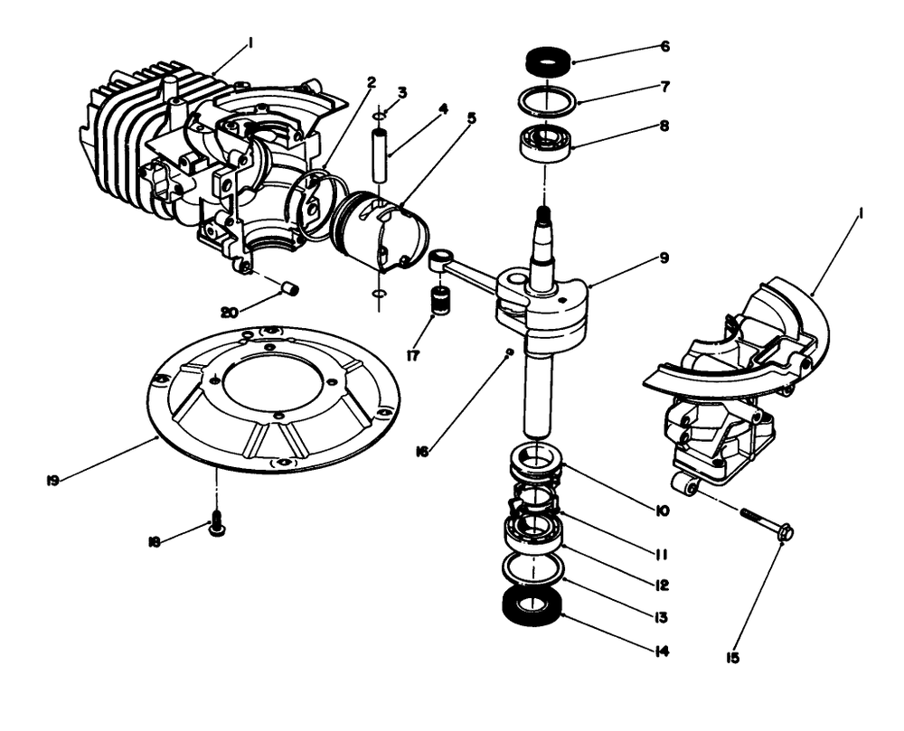 Crankshaft Assembly (Engine No. 47pl0-2) Diagram and Parts List for 20106 1000001 - 1999999 Toro Lawn Mower