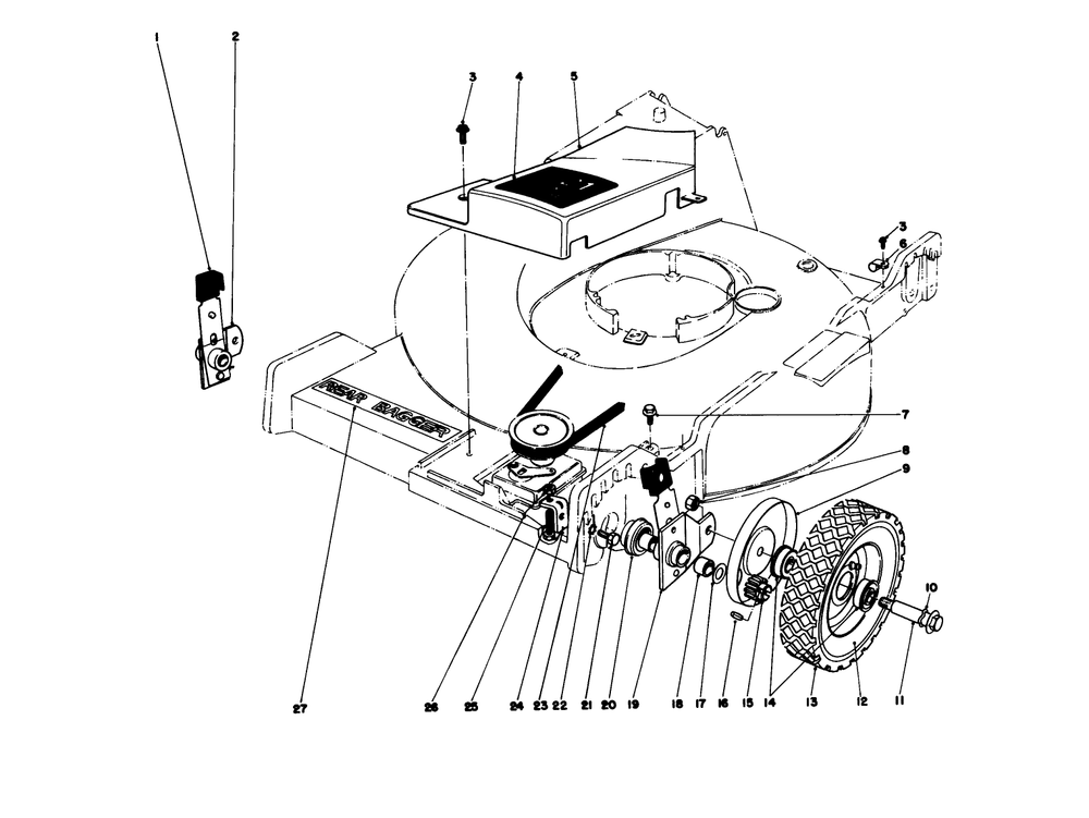 Front Wheel And Pivot Arm Assembly Diagram and Parts List for 20575 8000001 - 8007500 Toro Lawn Mower