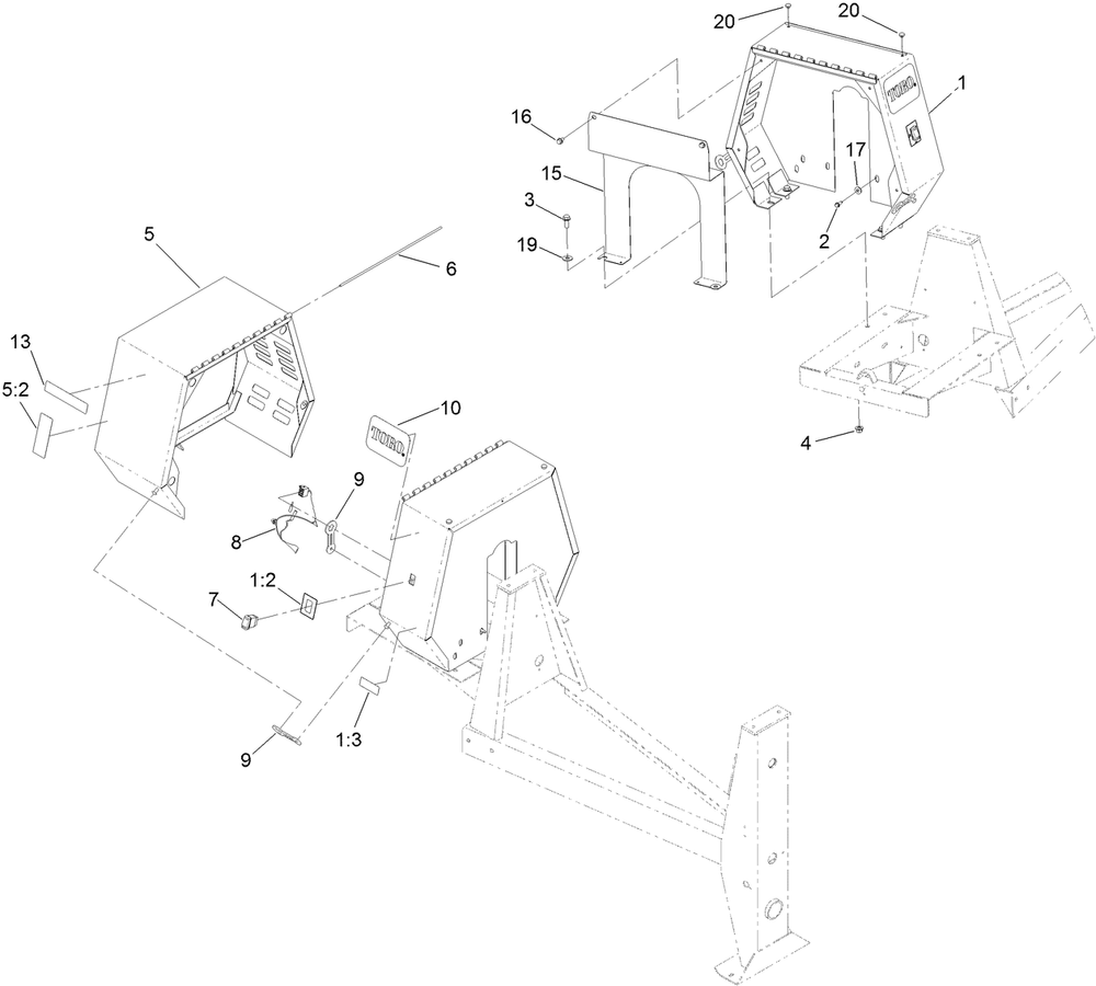 Cowl Assembly Diagram and Parts List for 68004C 402000000 - 404319999 Toro Cement Mixer