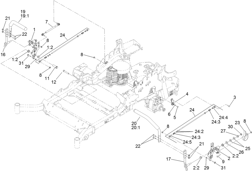 Motion Control Assembly Diagram and Parts List for 74960CP (311000001-311999999)(2011) Toro Lawn Mower