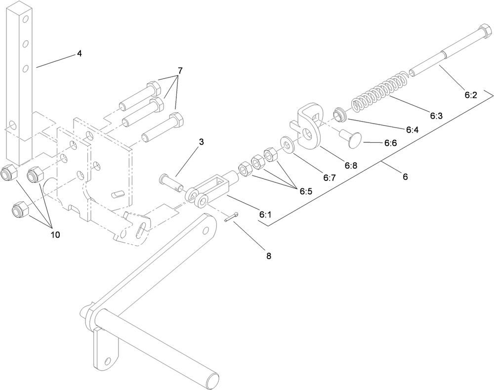Rh Motion Control Assembly Diagram and Parts List for 74450TE (310000001-310999999)(2010) Toro Lawn Mower