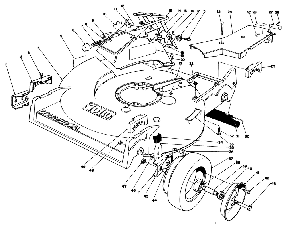 Housing Assembly (Model 22020) Diagram and Parts List for 22020 5000001 - 5999999 Toro Lawn Mower