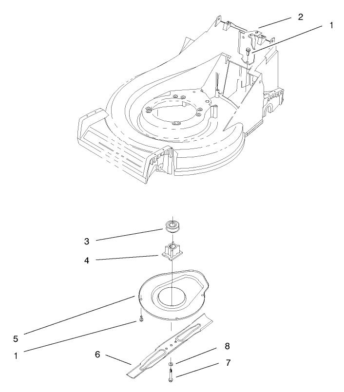 Blade Assembly Diagram and Parts List for 26637 8900001 - 8999999 Toro Lawn Mower