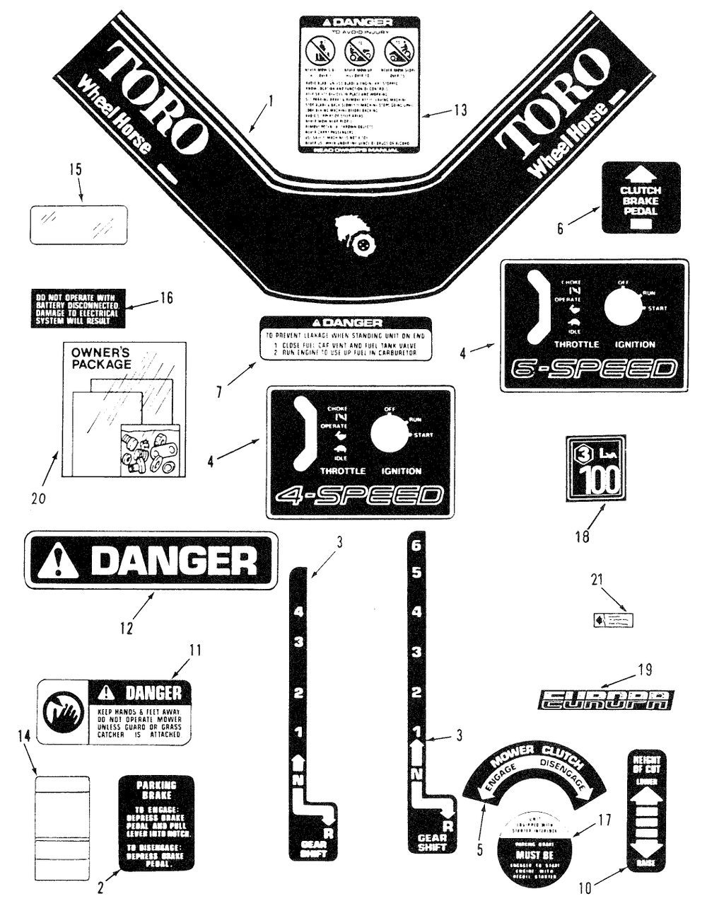Section 11-Decals And Miscellaneous Diagram and Parts List for R3-12B601  Toro Lawn Tractor