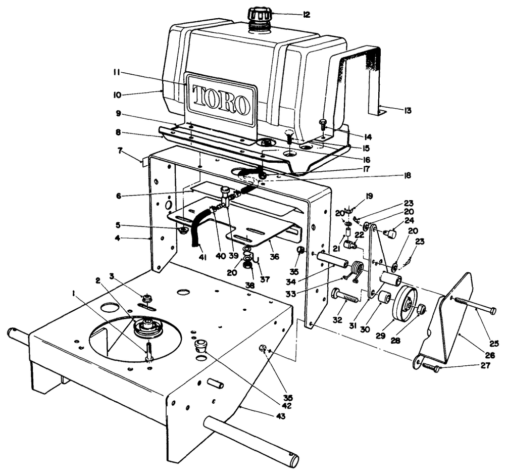 Frame Assembly Diagram and Parts List for 30113 9000001 - 9999999 Toro Lawn Tractor Accessories