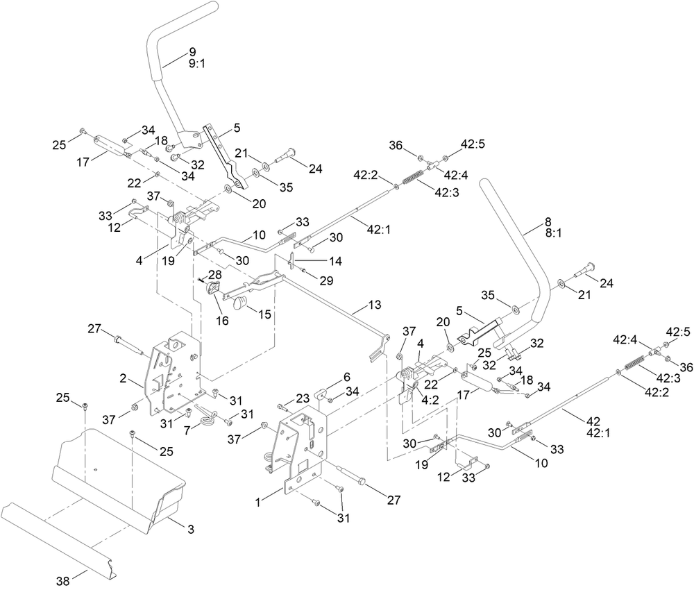 Motion Control Assembly Diagram and Parts List for 77404 400000000 - 999999999 Toro Lawn Tractor