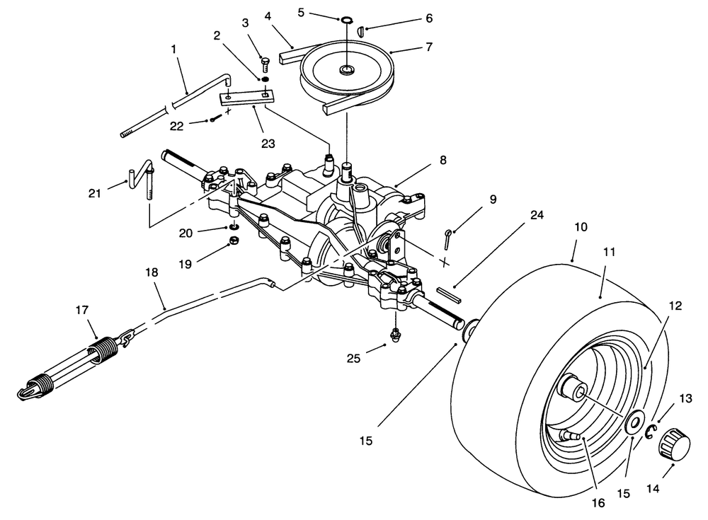 Rear Axle Assembly Diagram and Parts List for 70131 6900001 - 6999999 Toro Lawn Tractor