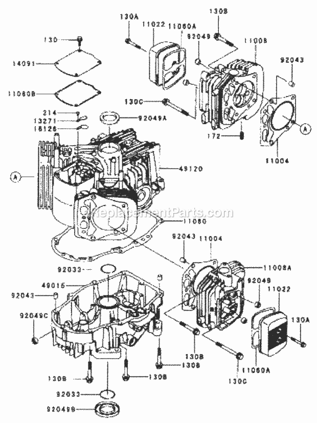 Cylinder/Crankcase Assembly Kawasaki Fh601v-S Diagram and Parts List for 74179 210000001-210999999 Toro Lawn Mower