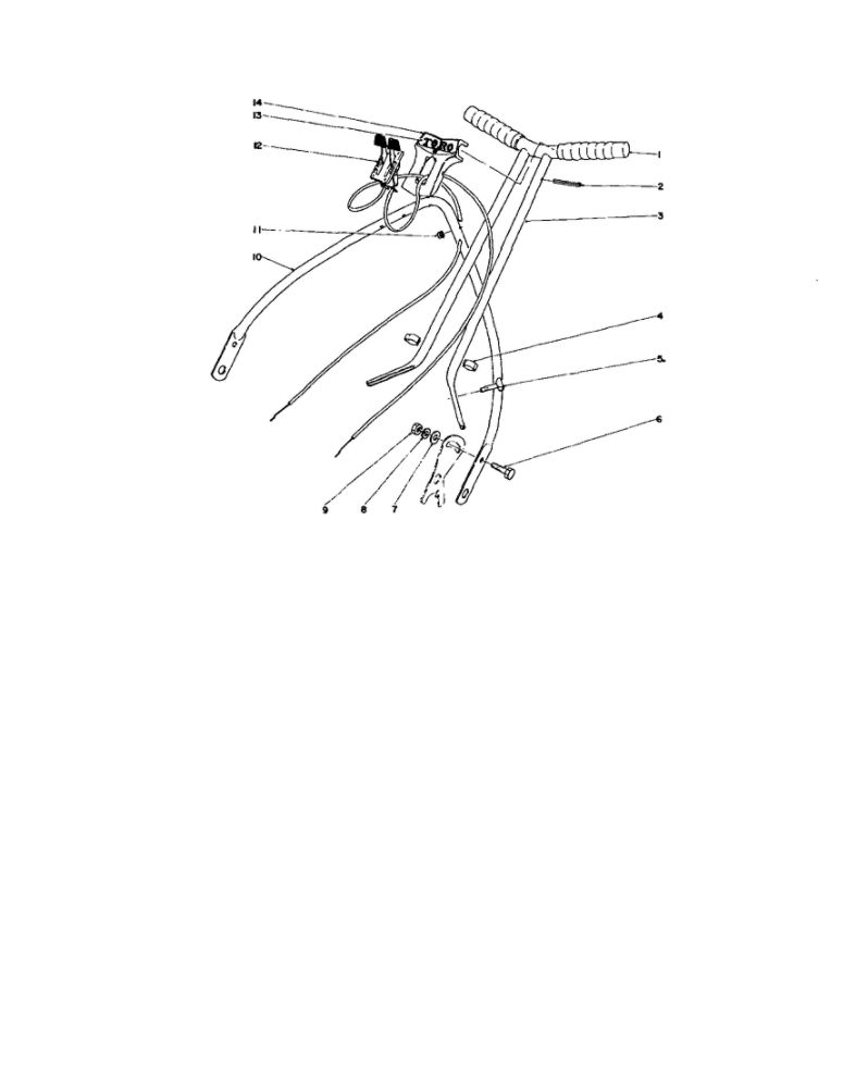 Handle Assembly Diagram and Parts List for 10013 800001 THRU 200001 & UP Toro Lawn Mower