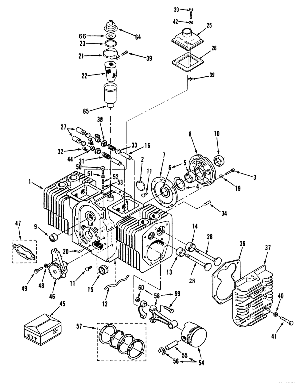 Cylinder Block Diagram and Parts List for 73421 5900001 - 5901046 Toro Lawn Tractor