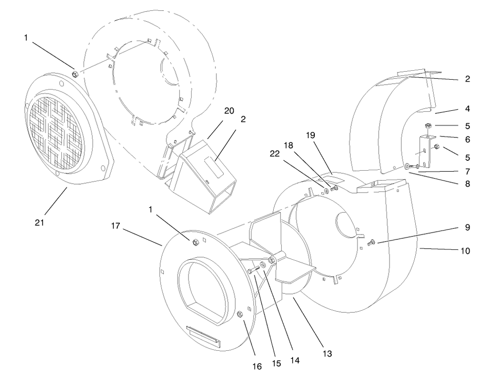 Blower Assembly Diagram and Parts List for 62924 7900001 - 7999999 Toro Leaf Blower / Vacuum