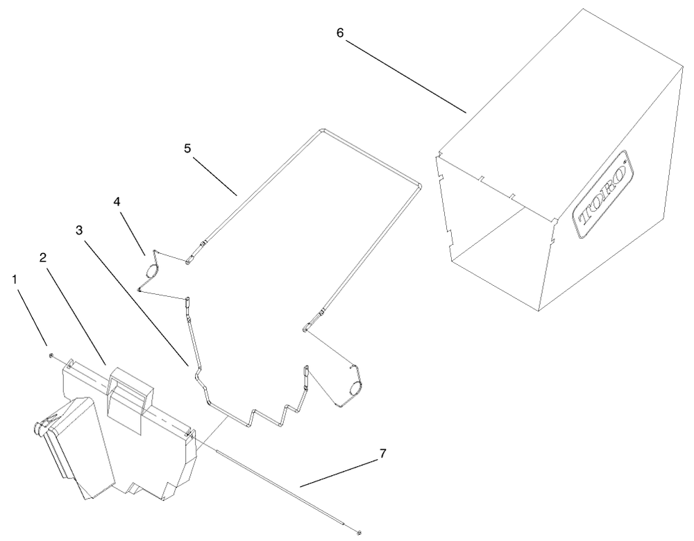 Grass Bagging Assembly Diagram and Parts List for 20651 9900001 - 9999999 Toro Lawn Mower