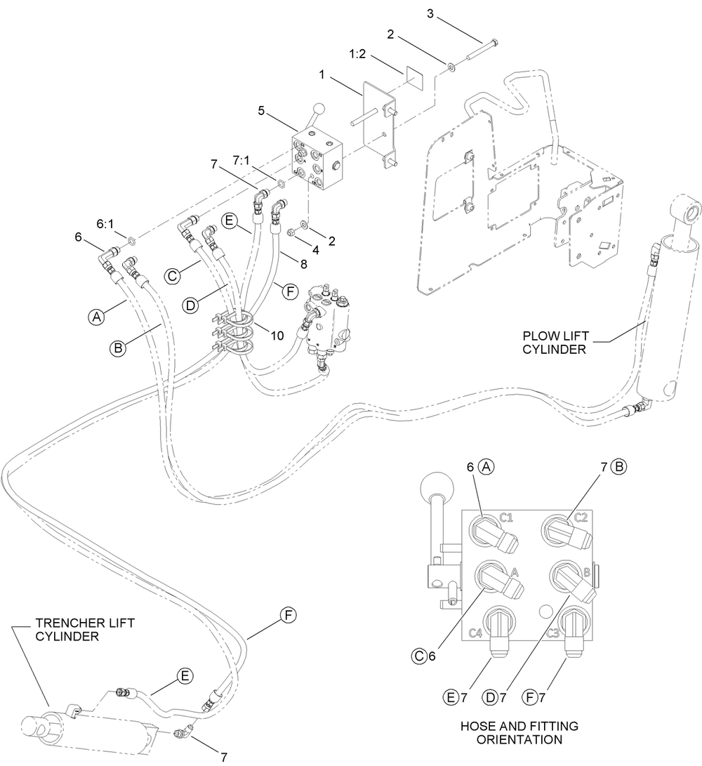 Hydraulic Valve Assembly Diagram and Parts List for 25411 400000000 - 999999999 Toro Lawn Tractor Accessories