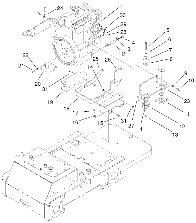 Engine Assembly Diagram and Parts List for 22303TE 990001 - 999999 Toro Lawn Tractor Accessories