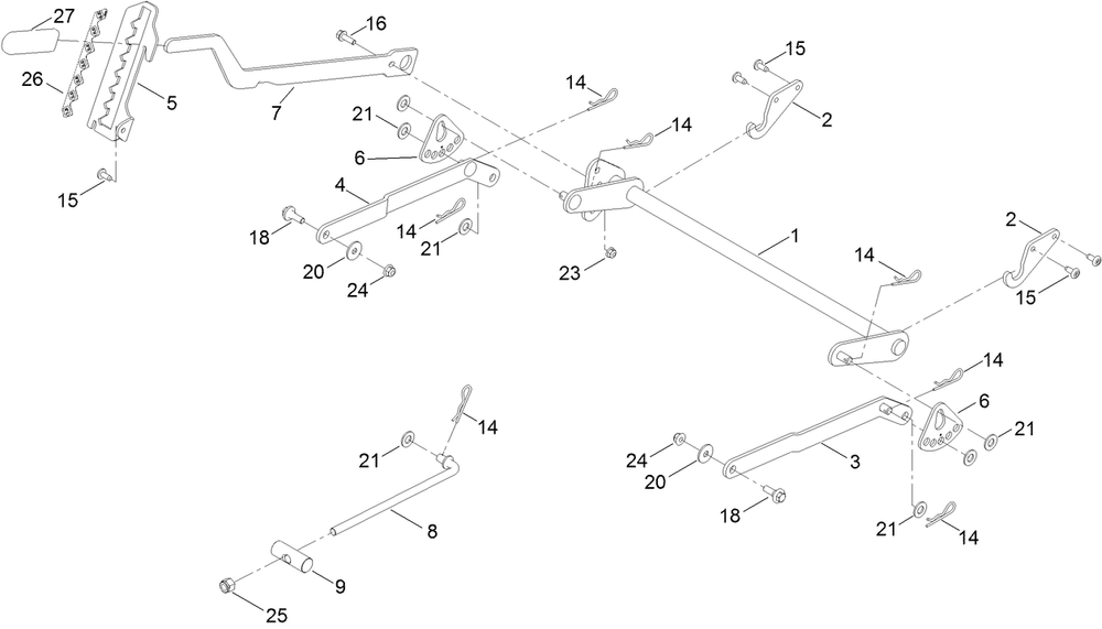 Deck Lift Assembly Diagram and Parts List for 75746TA 410040000 - 411599999 Toro Lawn Tractor