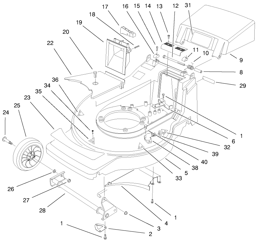 Deck Assembly Diagram and Parts List for 20824 9900001 - 9999999 Toro Lawn Mower