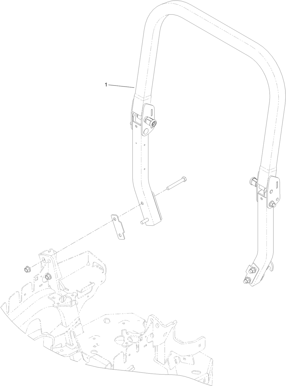 Roll-Over Protection System Assembly 2 Diagram and Parts List for 74945 401800000-403226783 Toro Lawn Tractor