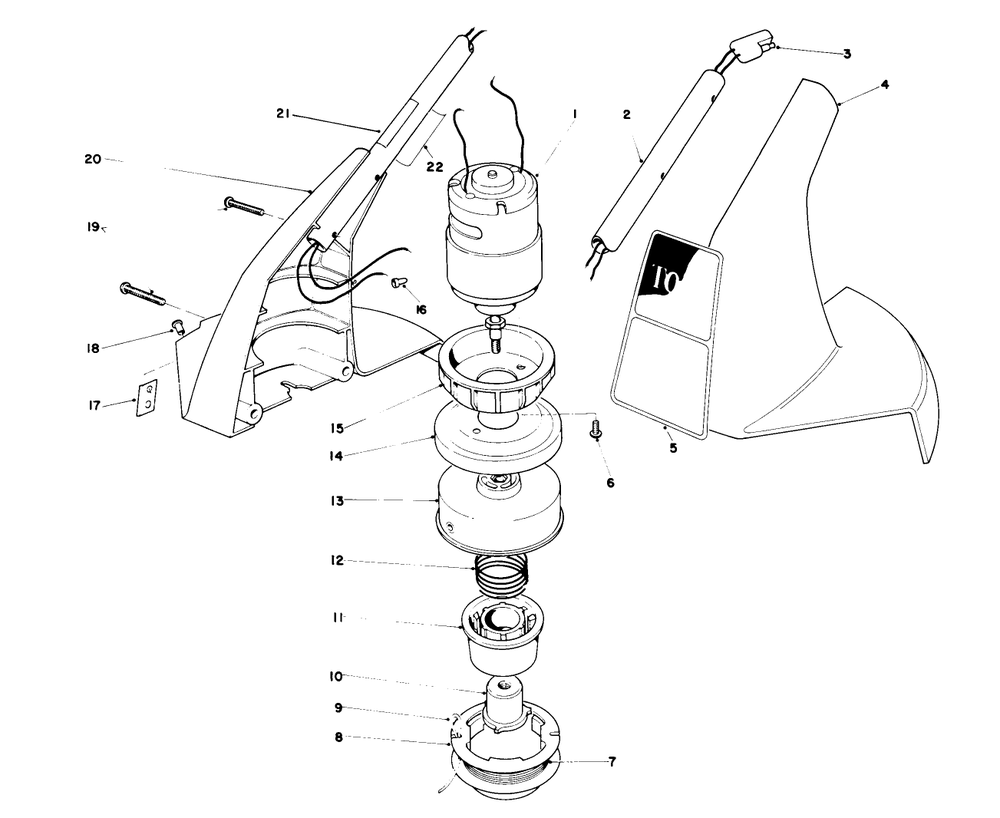 Motor Housing Assembly Diagram and Parts List for 51560C 8000001 - 8999999 Toro Trimmer