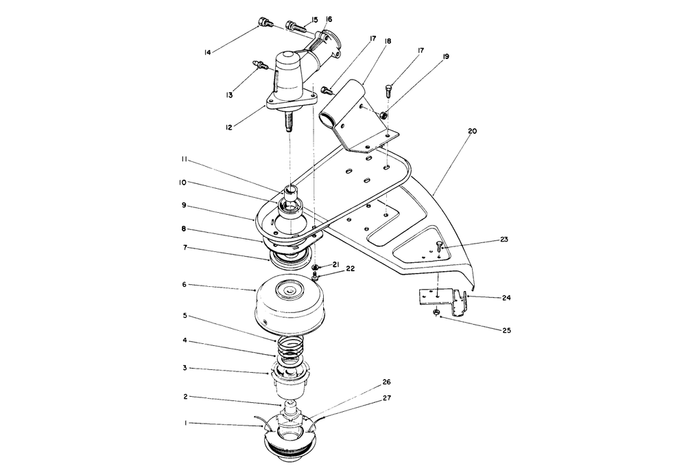 Cutter Head & Gear Box Assembly Diagram and Parts List for 51655 1000001 - 1999999 Toro Trimmer