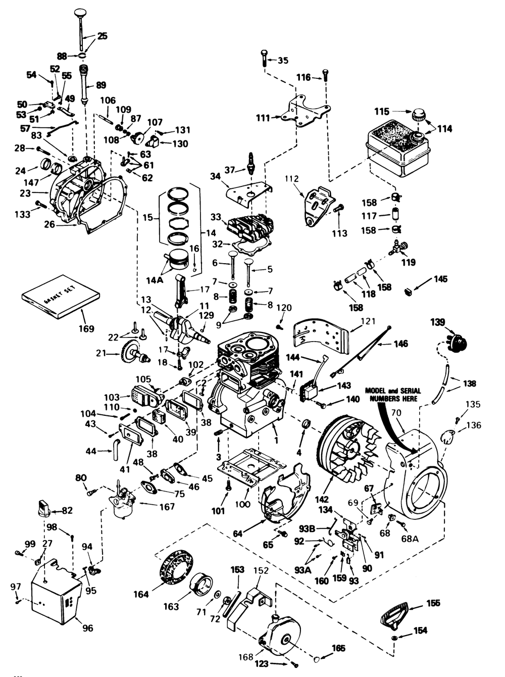 Engine Tecumseh Model No. H50-65504s (5 H.P. Snowthrower Model No. 38040) Diagram and Parts List for 38040 7000001 - 7999999 Toro Snow Blower