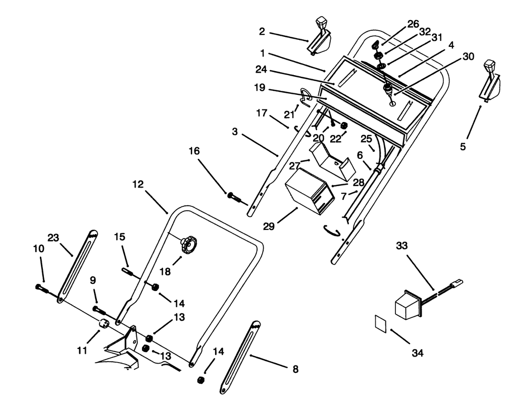 Handle Assembly Diagram and Parts List for 20437 49000001 - 49999999 Toro Lawn Mower