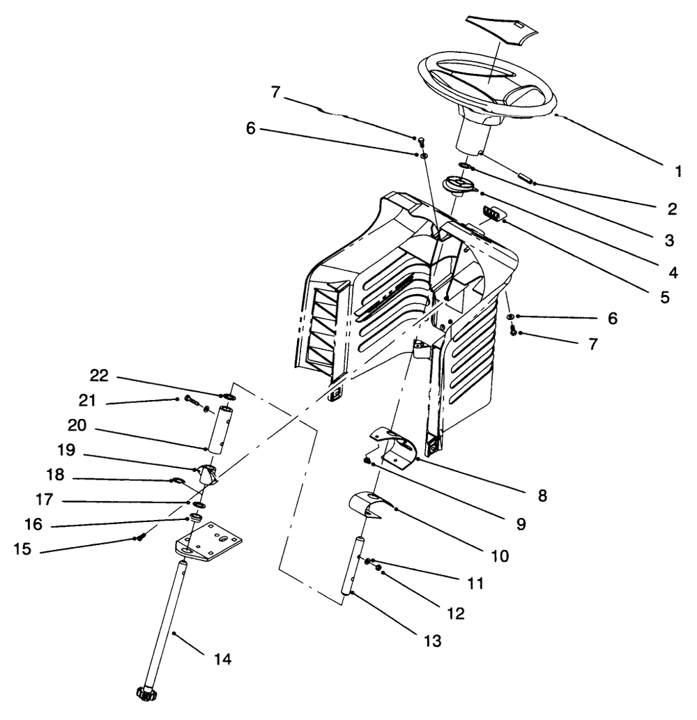Steering Assembly Diagram and Parts List for 71196 6900001 - 6999999 Toro Lawn Tractor