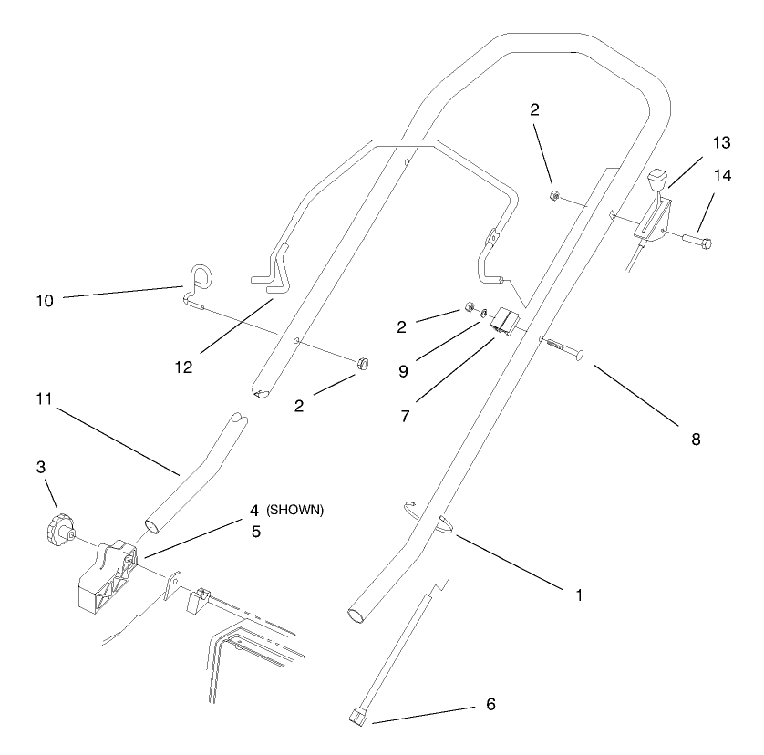 Handle Assembly Diagram and Parts List for 20803 8900001 - 8999999 Toro Lawn Mower