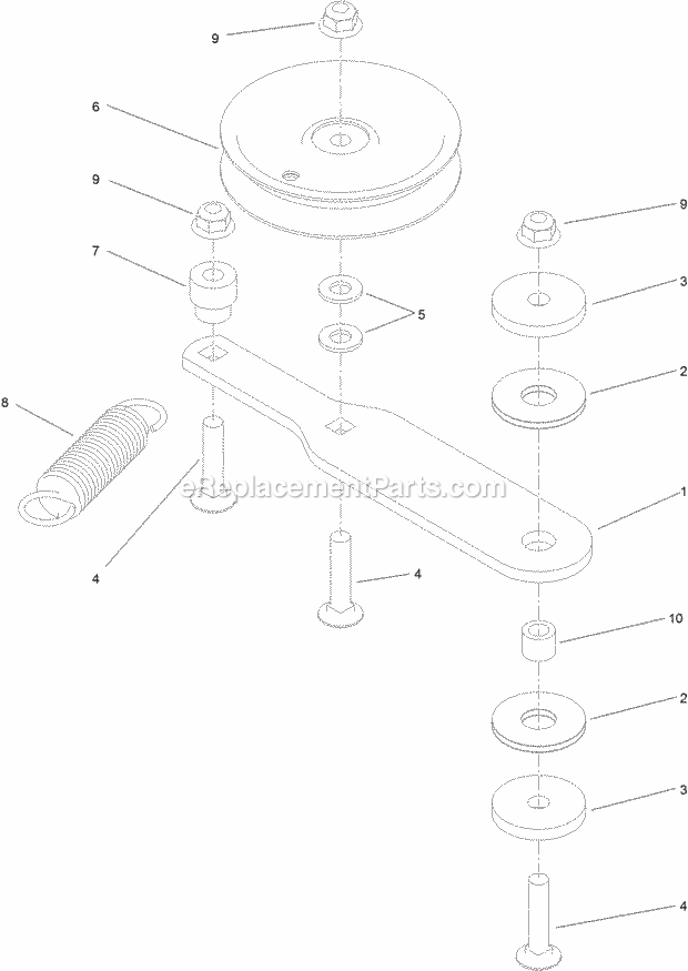 Idler Arm Assembly No. 120-6410 Diagram and Parts List for 74588 314000001-314999999 Toro Lawn Mower