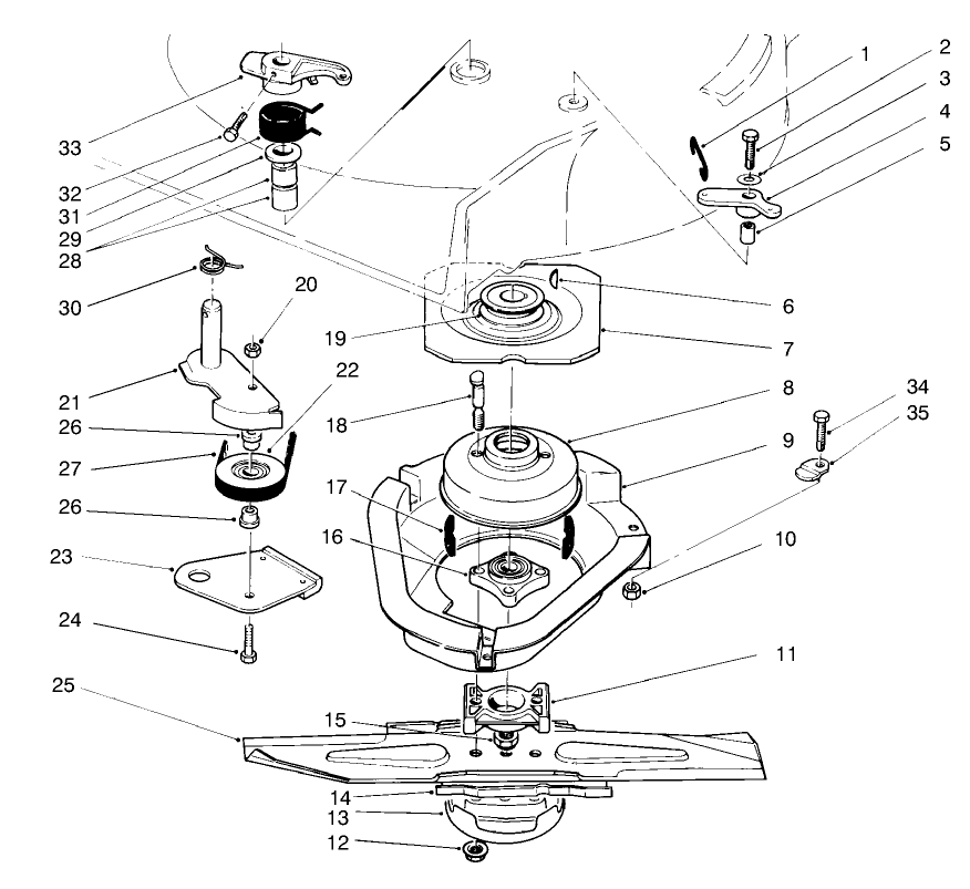 Blade Brake Clutch Assembly Diagram and Parts List for 22045 8900001 - 8999999 Toro Lawn Mower
