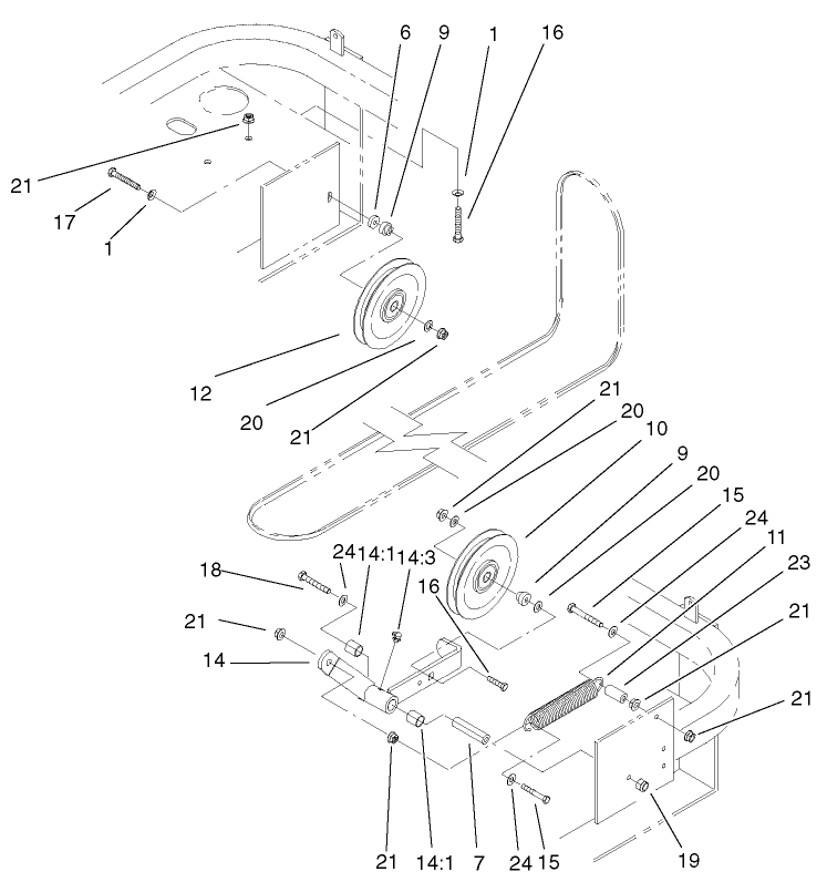 Idler Assembly Diagram and Parts List for 74213 (210000001-210999999)(2001) Toro Lawn Mower