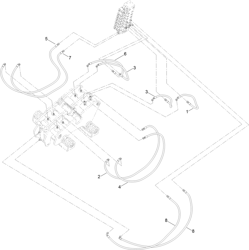 Thrust Frame Hydraulic Hose Assembly No. 2 Diagram and Parts List for 23898 400000000 - 999999999 Toro Lawn Tractor Accessories