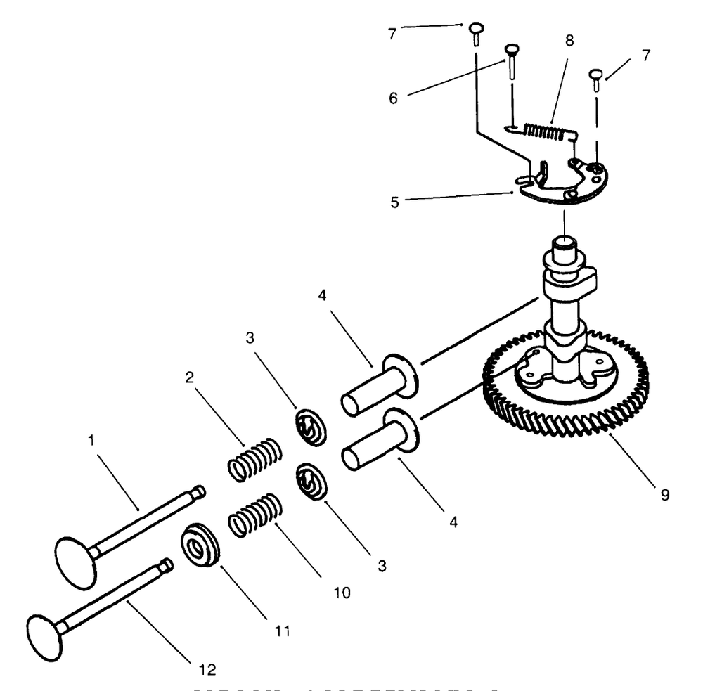 Valve/Camshaft Diagram and Parts List for 30165 690001 - 699999 Toro Lawn Tractor Accessories