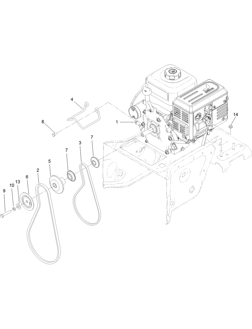 Engine Assembly Diagram and Parts List for 38819 409000000 - 411499999 Toro Snow Blower