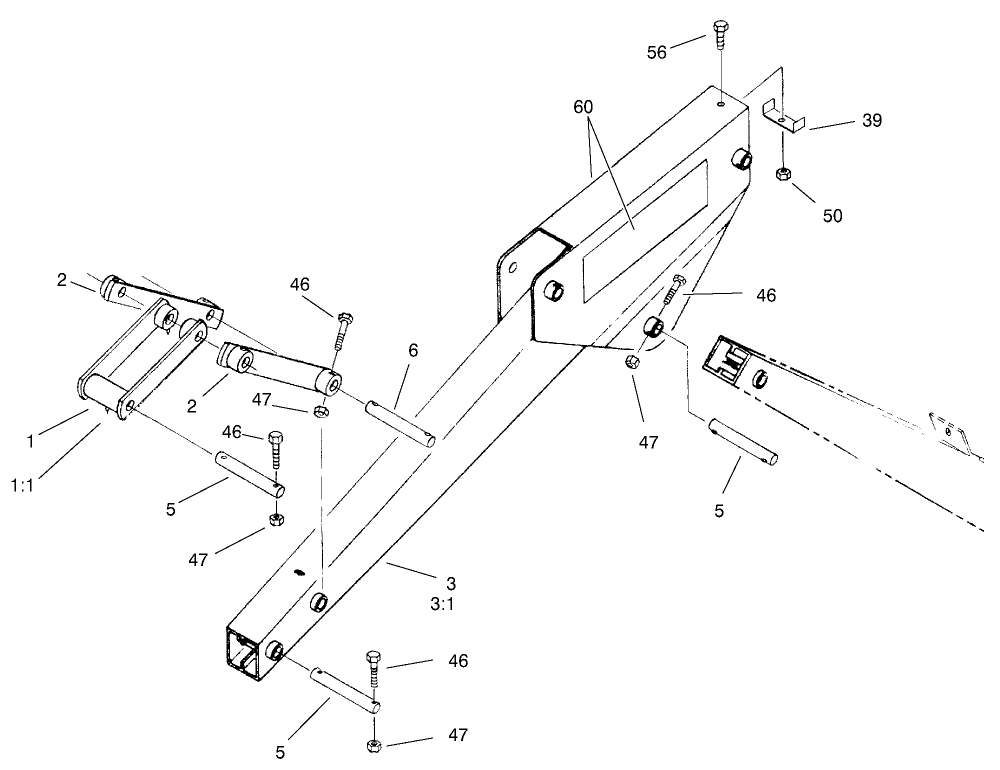 Crowd Arm And Linkage Assembly Diagram and Parts List for 22412 990001 - 999999 Toro Lawn Tractor Accessories