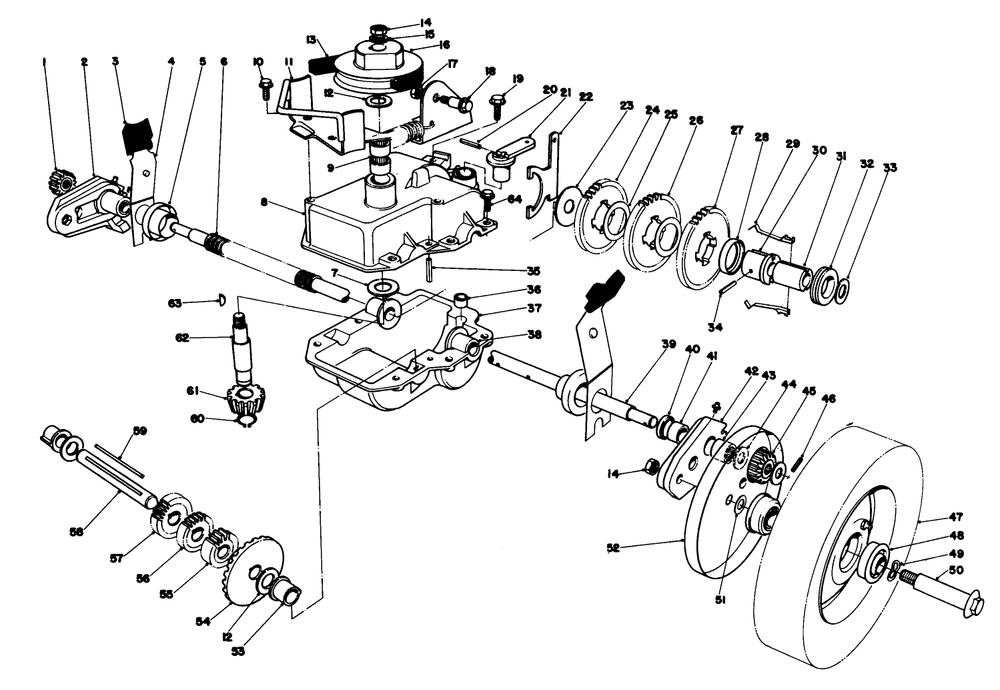 Gear Case Assembly Diagram and Parts List for 20705 0000001 - 0999999 Toro Lawn Mower