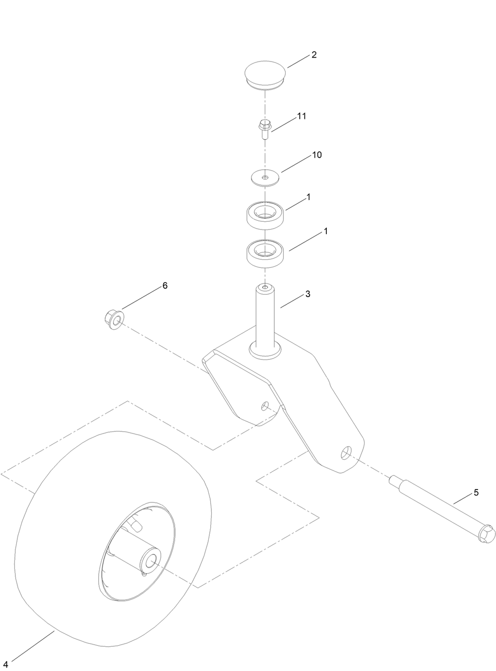 Caster Wheel Assembly Diagram and Parts List for 77506 418400000 - 999999999 Toro Lawn Tractor