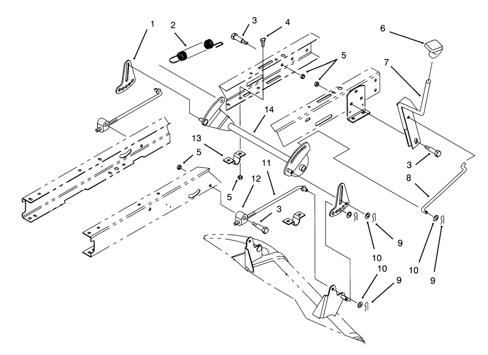 Height Of Cut Assembly Diagram and Parts List for 71180 3900001 - 3999999 Toro Lawn Tractor