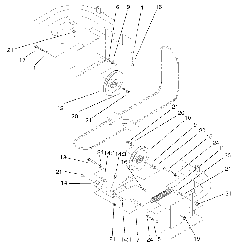 Idler Assembly Diagram and Parts List for 74214 (210000001-210999999)(2001) Toro Lawn Mower