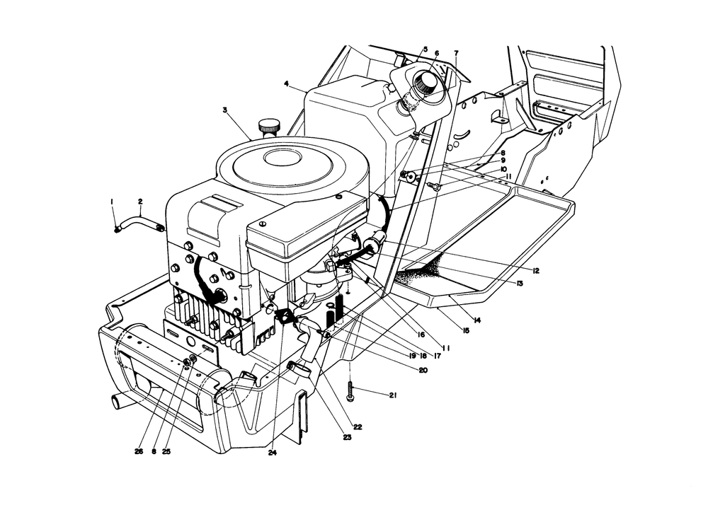 Engine Assembly Model 57300 Diagram and Parts List for 57360 9000001 - 9999999 Toro Lawn Tractor