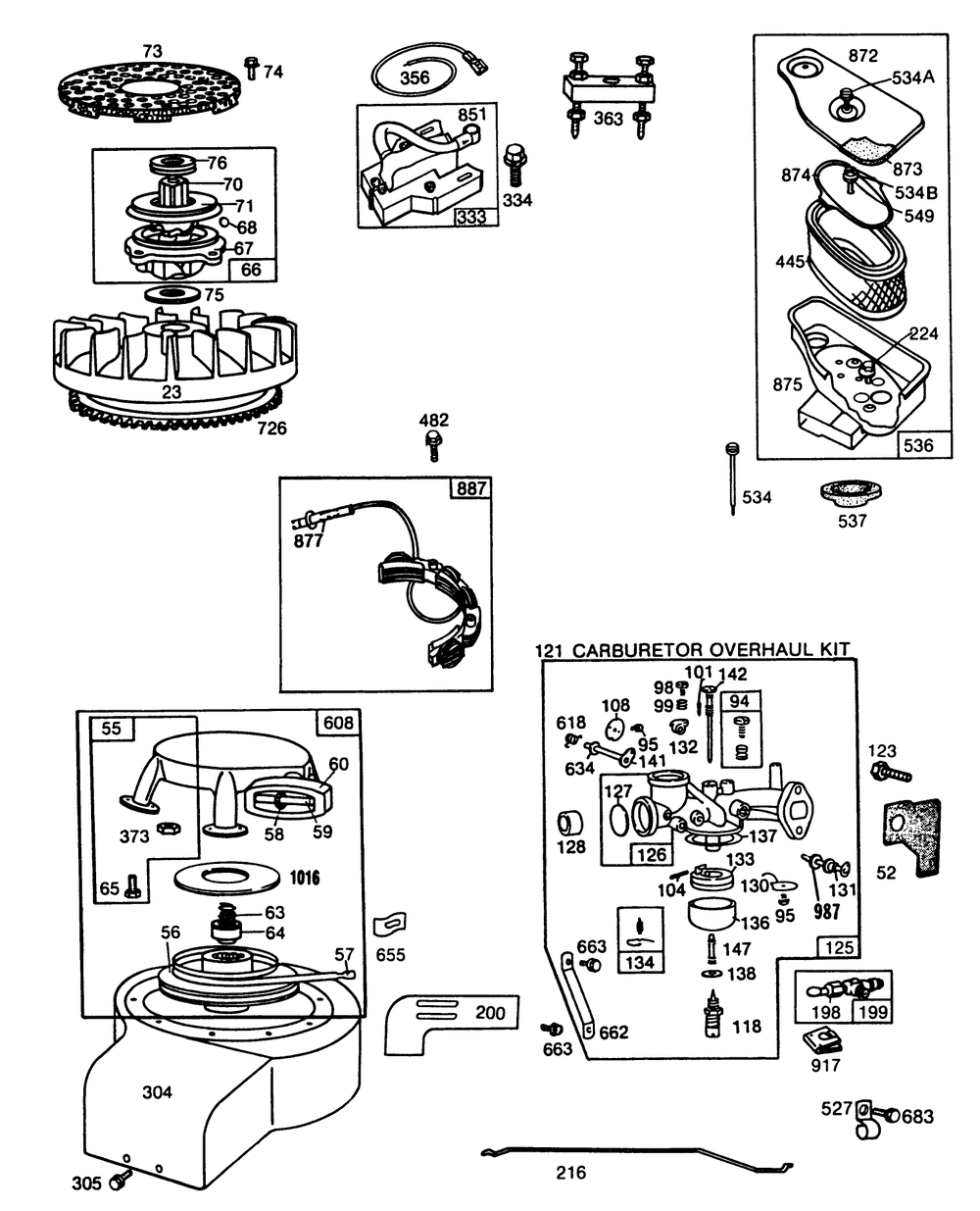 Engine Briggs & Stratton Model No. 193707-0152-01 8 H.P. Rear Engine Rider Electric Model 56150 (Continued) Diagram and Parts List for 56175 8000001 - 8999999 Toro Lawn Tractor