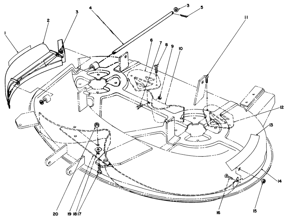Baffle Assembly Diagram and Parts List for R5-38SY01 1000001 - 1999999 Toro Lawn Mower