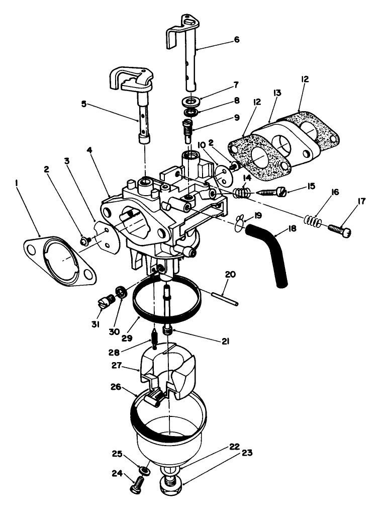 Carburetor Assembly Diagram and Parts List for 20522C 6000001 - 6999999 Toro Lawn Mower