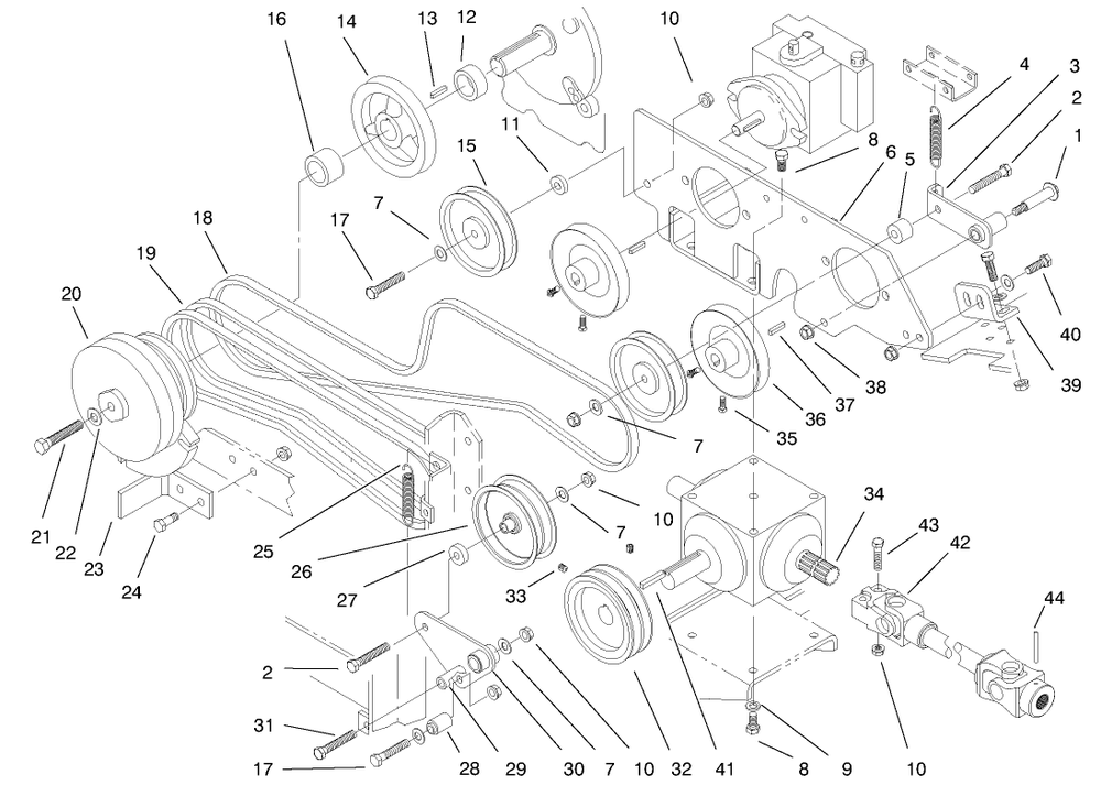 Drive Systems Diagram and Parts List for 74182 (891565-899999)(1998) Toro Lawn Tractor