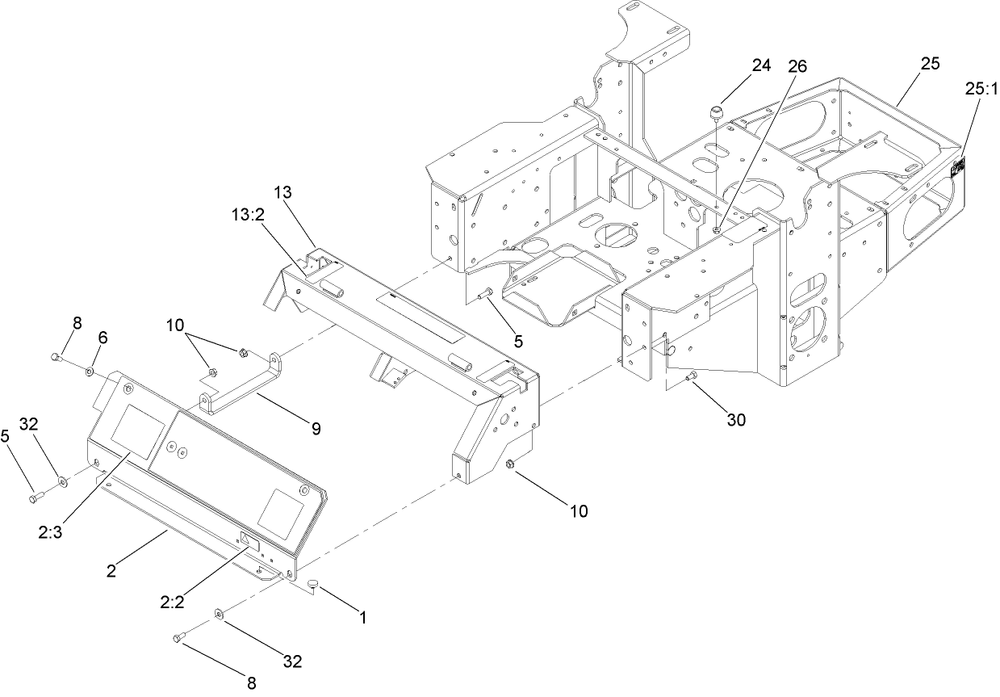 Main Frame Assembly Diagram and Parts List for 74410 (280000001-280999999)(2008) Toro Lawn Mower