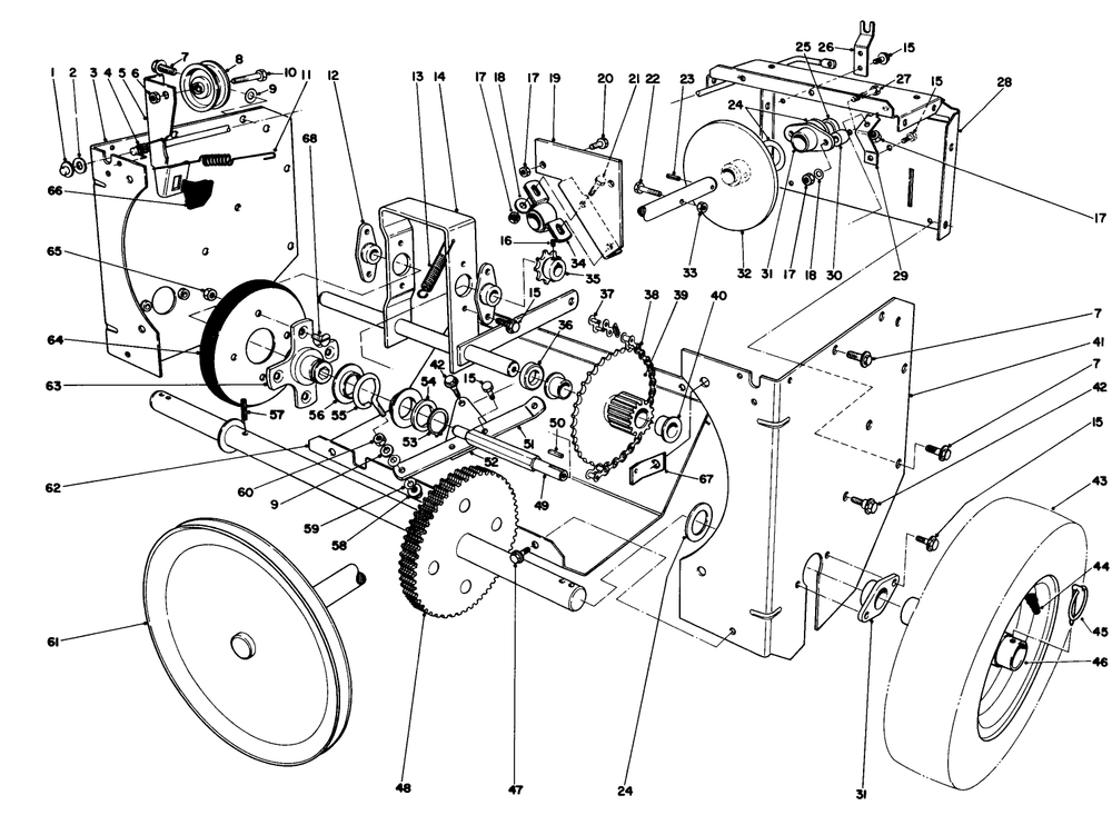 Traction Assembly Diagram and Parts List for 38065 0000001 - 0999999 Toro Snow Blower
