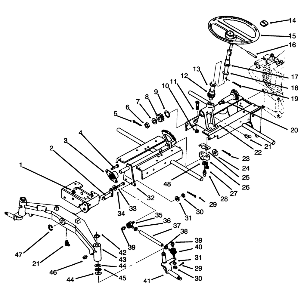 Front Axle And Steering Diagram and Parts List for 73501 59002869 - 59002946 Toro Lawn Tractor