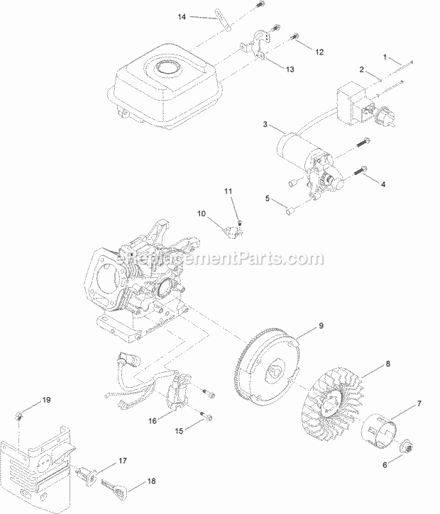 Ignition And Electrical Assembly Diagram and Parts List for 38811 316000001-316999999 Toro Snow Blower